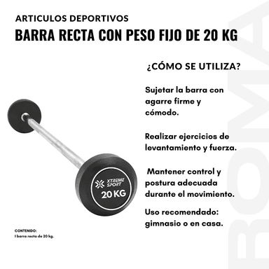 BARRA RECTA CON PESO FIJO DE 20 KG - 3