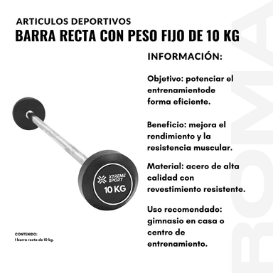 BARRA RECTA CON PESO FIJO DE 10 KG - 2