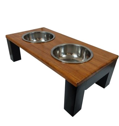 COMEDERO MADERA PERRO Y GATO ELEGANTE MASCOTA MODELO NEGRO SAMI STORE