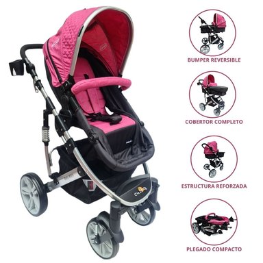 COCHE MOISÉS DEPORTIVO BABY KITS SPRING ROSADO PARA BEBÉ