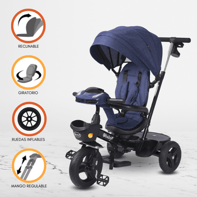 TRICICLO EBABY GUIADOR ARIA AZUL USB BLUE PARA NIÑOS