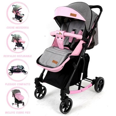 COCHE CUNA MECEDORA MADRID ROSADO BEBÉ BABY KRAFT