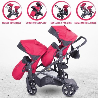 COCHE CUNA EBABY DUO PRANT ROJO MELLICERO RED