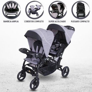 COCHE CUNA EBABY DUO LANDER GRIS MELLICERO