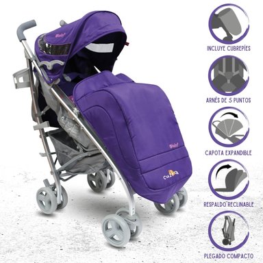 COCHE BASTÓN EBABY VAYO MORADO