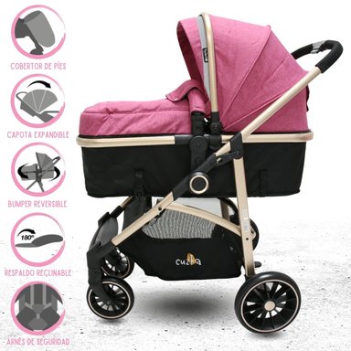 COCHE MOISÉS DEPORTIVO EBABY CARRI DELUXE ROSADO MATE
