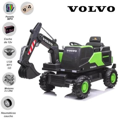 CARRO A BATERÍA CUZKA 24V MP4 PARA NIÑOS «EXCAVADORA VOLVO» GREEN - 1