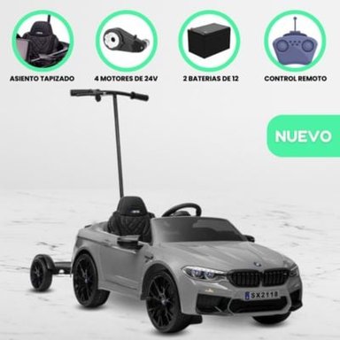 CARRO A BATERÍA CON EMPUJADOR BMW «M5» GRAY - 1