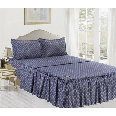 SET SÁBANAS CASATEX QUEEN AZUL CON BLONDA 4 PIEZAS