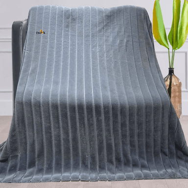 MANTA CASATEX QUEEN GRIS ANTIALÉRGICA PIEL CONEJO ALTO RELIEVE RAYAS DARK GRAY