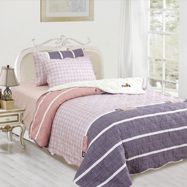 EDREDÓN CASATEX 1.5 PLAZAS ROSADO TELA HIPOALERGÉNICO CON CARNERO + SET SÁBANAS