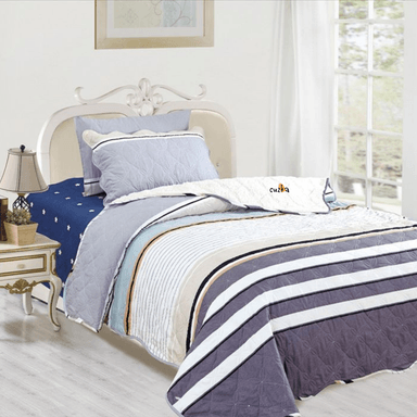 EDREDÓN CASATEX 1.5 PLAZAS CELESTE TELA HIPOALERGÉNICO CON CARNERO + SET SÁBANAS