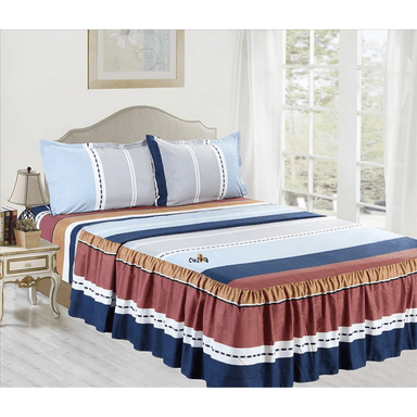 SET SÁBANAS CASATEX QUEEN CELESTE CON BLONDA 4 PIEZAS