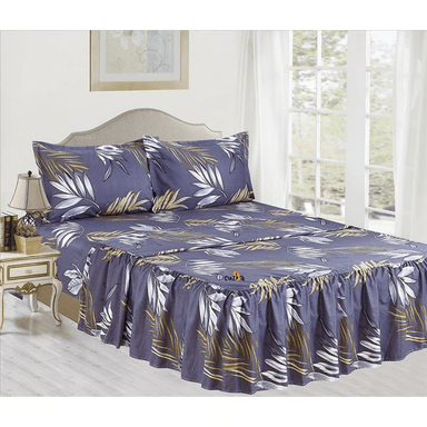 SET SÁBANAS CASATEX QUEEN AZUL CON BLONDA 4 PIEZAS