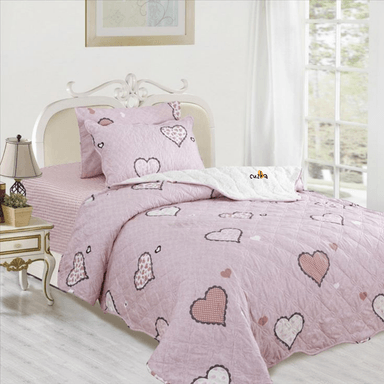 EDREDÓN CASATEX 1.5 PLAZAS ROSADO TELA HIPOALERGÉNICO CON CARNERO + SET SÁBANAS