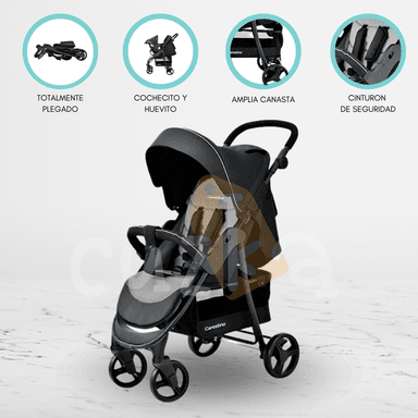 COCHE DE PASEO CON ACCESORIOS «CTY V2» GRIS MELANGE