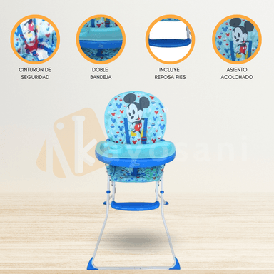 SILLA COMER MICKEY MOUSE AZUL NIÑOS