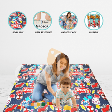 ALFOMBRA CUZKA SPIDERMAN AZUL PLEGABLE BEBÉ