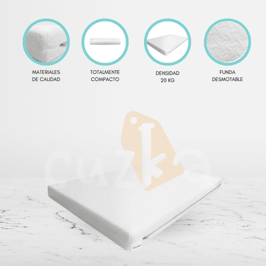 COLCHÓN IMPERMEABLE PARA PACK AND PLAY «CARESTINO» WHITE