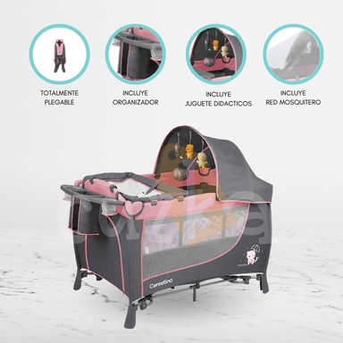 CUNA CORRAL CARESTINO MARSELLA ROSADO PLEGABLE BEBÉ
