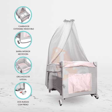 CUNA CORRAL INFANTI ALWAYS TOGETHER 2G ROSADO PLEGABLE