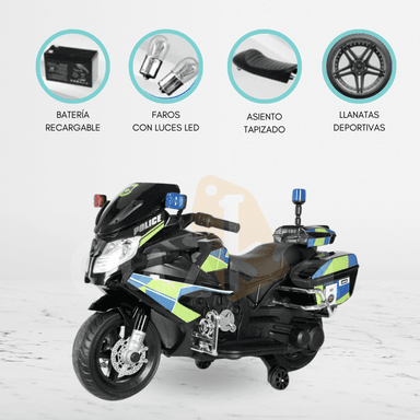 MOTO A BATERÍA PARA NIÑOS «ELITE POLICE» BLACK - 1