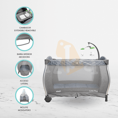 CUNA CORRAL INFANTI LUNA PLUS ROSADO PLEGABLE BEBÉ