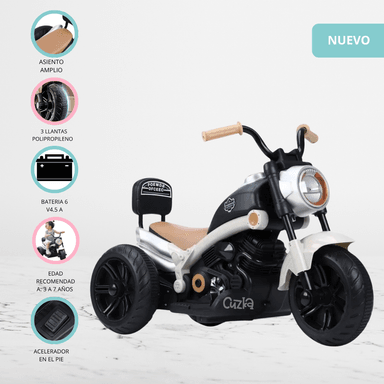 MOTO A BATERÍA PARA NIÑOS «CHOPPER» BEIGE - 1
