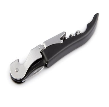 SACACORCHOS DE VINO DE 2 TIEMPOS ACERO INOXIDABLE COLOR NEGRO X 70 GRAMOS