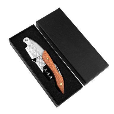 SACACORCHOS DE VINO PROFESIONAL SOMMELIER MADERA ROSEWOOD CON CAJA NEGRA - 1