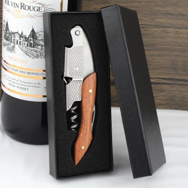 SACACORCHOS DE VINO PROFESIONAL SOMMELIER MADERA ROSEWOOD CON CAJA NEGRA - 5