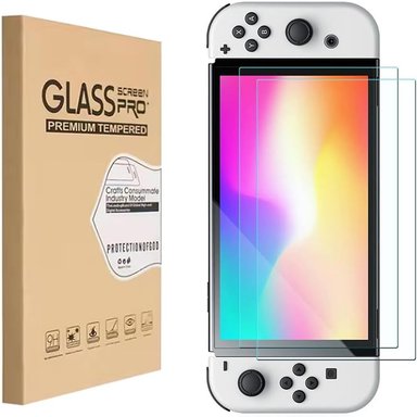 PROTECTOR PANTALLA SWITCH OLED MICA VIDRIO TEMPLADO NINTENDO X 2 UNIDADES - 1