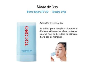 CREMA FACIAL TOCOBO BARRA SOLAR COOTTON SPF 50+ 19 GR - 3