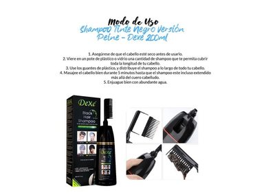 SHAMPOO TINTE DEXE 200ML NEGRO VERSIÓN PEINE 3 UNIDADES - 3