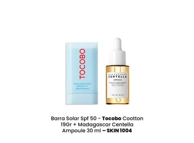 SET BLOQUEADOR FACIAL TOCOBO BARRA SOLAR SPF 50 19 GR + MADAGASCAR CENTELLA SKIN1004 30 ML - 4