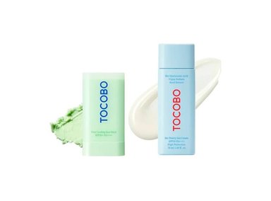 SET TOCOBO BLOQUEADOR CORPORAL CICA COOLING BARRA + BIO SUN CREAM PA++++ PROTECTOR SOLAR COREANO SPF50+ - 1