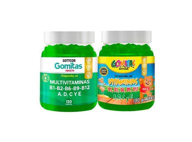 DUO GOMITAS VITAMINAS NIÑOS+ MULTIVITAMINAS ADULTO SOTTCOR
