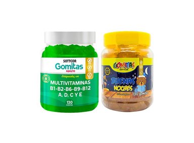 GOMITAS ADULTO MULTIVITAMINAS + GOMITAS BUENAS NOCHES NIÑOS