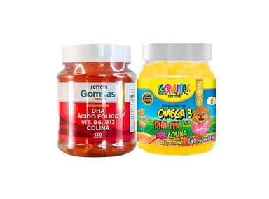 GOMITAS CON DHA ÁCIDO FÓLICO + GOMITAS OMEGA PARA NIÑOS