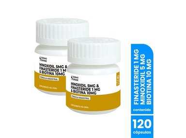 FINASTERIDE 1MG Y MINOXIDIL 5MG Y BIOTINA 10MG 60 CAP DERMO SUMAK 2 UNI