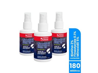 LOCION MINOXIDIL 5% Y FINASTERIDE 0,1 Y BIOTINA 2% 60ML DERMO SUMAK 3 UNI