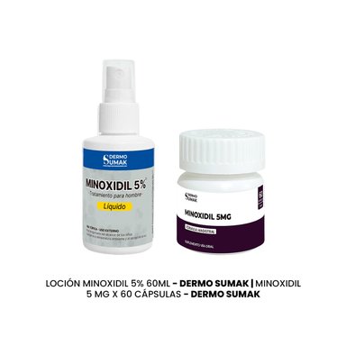 DÚO CÁPSULAS MINOXIDIL 50MG + LOCIÓN MINOXIDIL 5% DERMOSUMAK