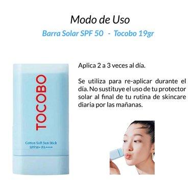PROTECTOR SOLAR BARRA SPF 50 - TOCOBO COOTTON   19GR + REGALO - 3