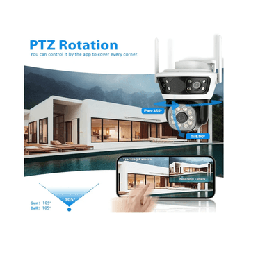 CÁMARA LANTUN 855F-4W WIFI FULL HD 1080MPX SEGURIDAD TRIPLE LENTE EXTERIOR GIRATORIO - 2
