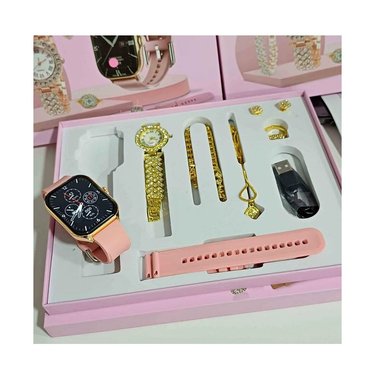 KIT RELOJ DIVAL PREMIUM A58 ROSADO PLUS PARA MUJER SMARTWATCH DOBLE CORREA FINO