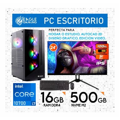 CPU INTEL INTEL CORE I7 RAM 16GB CORE I7-10700 DISCO SSD M2 500GB+ MONITOR 24 IPS - 1