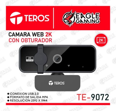 CAMARA WEB TEROS TE-9072 RESOLUCIÓN 2K/MICROFONO INCORPORADO/CONEXION USB 2.0/TRIPODE - 1