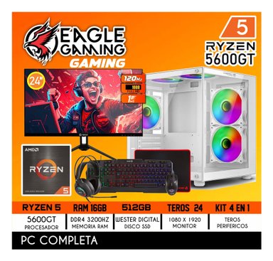 COMPUTADORA PC GAMER RYZEN 5 5600GT RAM 16GB SSD 512GB PANTALLA 24' FULL HD - 1