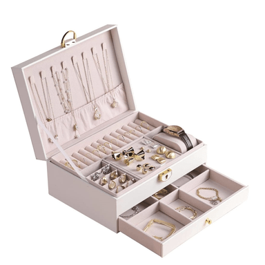 JOYERO SSH-2395 CAJA ORGANIZADORA PORTÁTIL 2 COMPARTIMIENTOS BLANCO