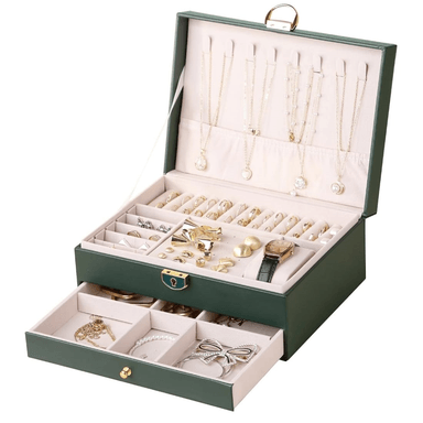 JOYERO SSH-23 CAJA ORGANIZADORA PORTÁTIL 2 COMPARTIMIENTOS VERDE